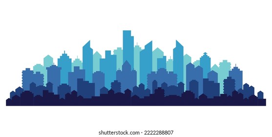 Colorful flat urban cityscape. Modern landscape. Horizontal banner with megapolis silhouette, architecture abstract panorama. Great city map creator. Vector illustration.