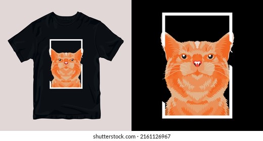 colorful flat vector cat t-shirt stylish and clothing printable trendy tshirt design. print, industrial products. global swatch.