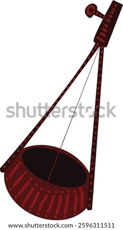 Colorful flat vector of Ektara, iconic Bengali one-string instrument used in Baul songs and Pohela Boishakh festivals, reflecting tradition, music, and folk culture. Bengali One-String Folk Instrument
