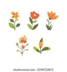 colorful flat vector flowers collection