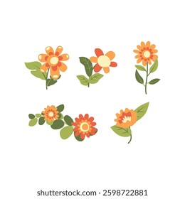 colorful flat vector flowers collection