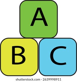 Colorful Flat Vector Illustration of Alphabet ABC Letter Blocks for Kids Education, Preschool Learning, and Early Childhood Development Materials
