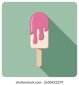 A colorful flat vector illustration of an ice cream on a stick