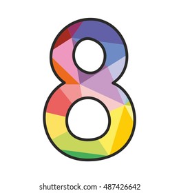 Colorful flat vector number 8 isolated on white background