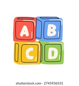 Colorful flat vector set of children’s toy. Cute cartoon style isolated on light background. Perfect for kids design, preschool education, nursery decor, toy store branding, and playful illustrations