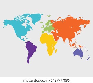 colorful flat world map illustration.