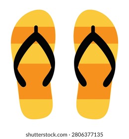 Colorful flip flops with black straps on white background summer fun beach