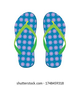 Colorful flip flops with floral pattern, vector illustration.