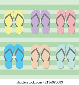 colorful flip flops with green background