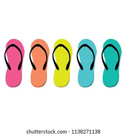 Colorful Flip Flops Icons Set