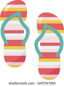 Colorful flip flops, illustration, vector on white background