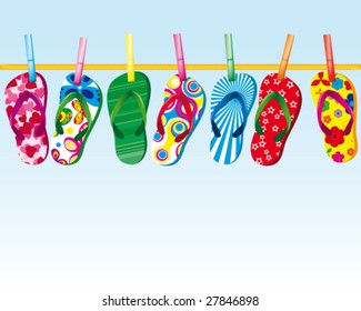 Colorful Flip Flops on a rope