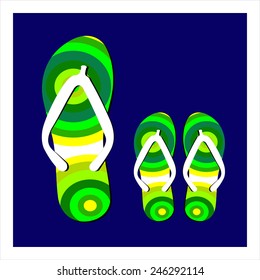 Colorful flip flops set
