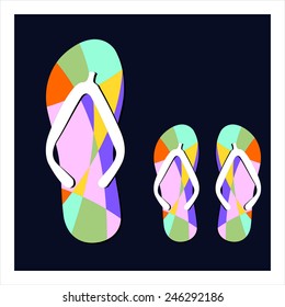 Colorful flip flops set