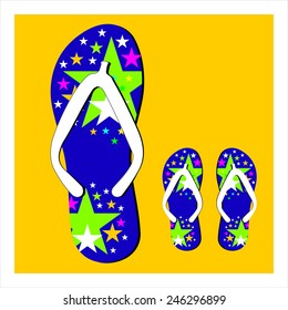 Colorful flip flops set