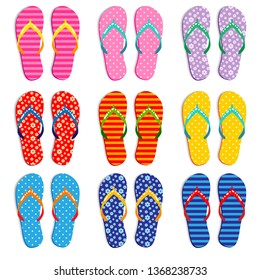 Colorful flip flops in various patterns