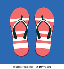 Colorful flip flops vector illustration with a summer vibe. Ideal for beach-themed projects, branding, and merchandise. Scalable, high-quality design perfect for adding a fun.