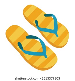 Colorful flip flops vector illustration, pairs of beach slippers, comfortable casual sandals for travel
