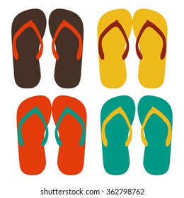 Colorful flip flops vector set