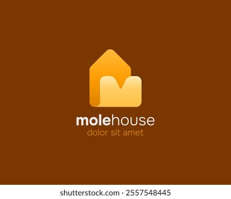 Colorful flip house logo with initial letter m