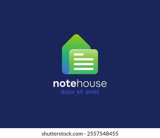 Colorful flip house logo with notes symbol