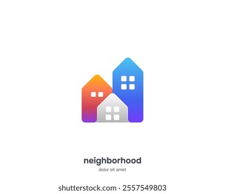 Colorful flip house neighborhood logo gradient