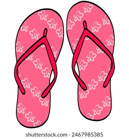 Colorful FlipFlops Flower Pattern Flip Flops Beach Sandals Illustration Vector