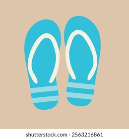 Colorful flip-flops on a beige background for summer. A vibrant illustration of two pairs of colorful flip-flops