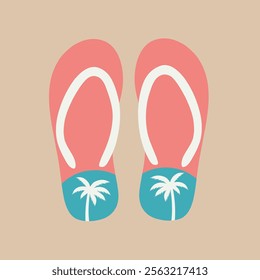 Colorful Flip-Flops on a Beige Background. A cheerful illustration of two flip-flops on a beige background