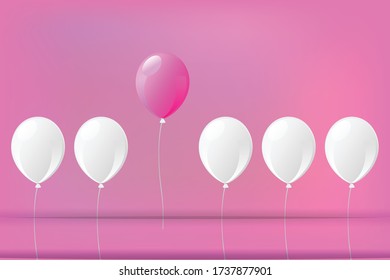 Colorful floating balloons on a light background