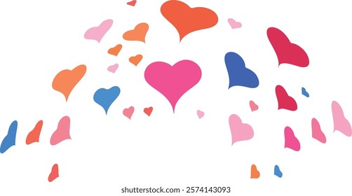 Colorful Floating Heart Valentine's Day Card Element 