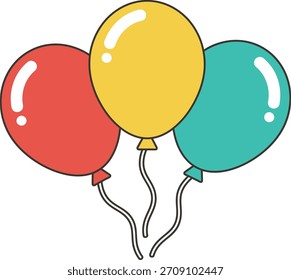 Ilustración vectorial de globos flotantes coloridos del partido