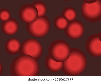 Fondo de bolas suaves flotantes coloridas. Las perlas rojas volaban en el cielo. Abstractas fondo de Fondo de pantalla con estilo de moda. Ilustración 3D. Patrón de Vector de bolas voladoras rojas sobre un fondo rojo.