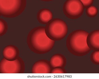 Colorful Floating Soft Balls Background. Red pearls flew in the sky. Abstract trendy stylish wallpaper background. 3D illustration. Vector pattern of red flying balls on a red background.