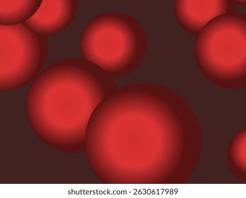 Colorful Floating Soft Balls Background. Red pearls flew in the sky. Abstract trendy stylish wallpaper background. 3D illustration. Vector pattern of red flying balls on a red background.