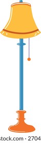 Colorful floor lamp vector orange base blue pole yellow shade modern interior lighting illustration