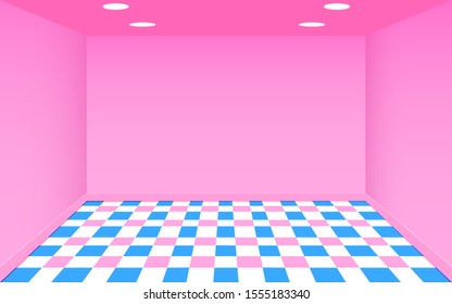 colorful floor in the pink studio room