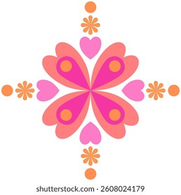 Colorful floor tile or gift wrapping paper seamless pattern on white background. Symmetric vector illustration.
