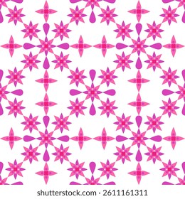 Colorful floor tile, textile, fabric, or gift wrapping paper seamless pattern on white background. Symmetric vector illustration. Vibrant colors.