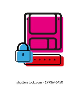 Colorful Floppy disk icon retro style background vector illustration