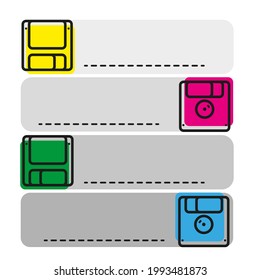 Colorful floppy disk infographic vector illustration