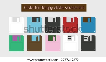 Colorful Floppy Disk Vector Art Set