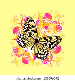 Colorful floral abstraction with butterfly