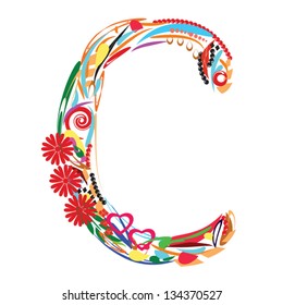 Colorful Floral Alphabet letter C