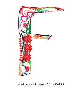 Colorful Floral Alphabet letter F