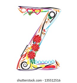 Colorful Floral Alphabet letter Z