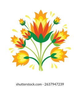 Colorful floral arrangement design with vibrant orange and yellow petals