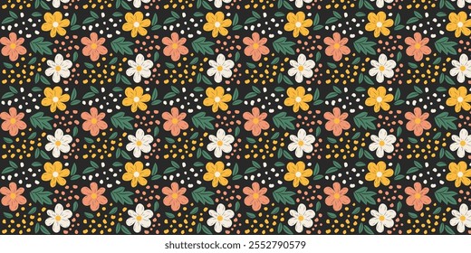 Colorful Floral Arrangement Illustration Pattern