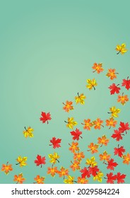 Colorful Floral Background Green Vector. Foliage September Template. Autumnal Pattern Leaves. Realistic Plant Illustration.