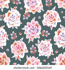 colorful floral background vector seamless pattern tropical plants on pastel background decorative. fashionable design. flowers wallpaper. Watercolor style illustration